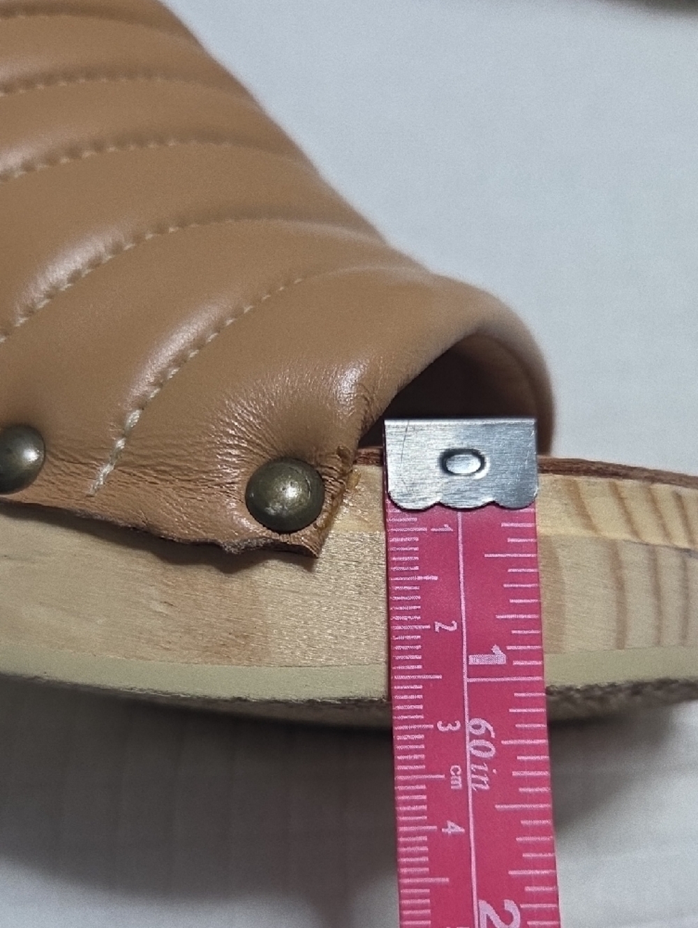 beek Quilted Tan Leather Clog Mules with Stud Accents - Picture 9 of 11